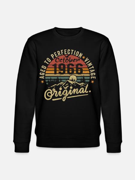 1966 Geboren in oktober 1966 Geboren in oktober 1966 - Stanley/Stella Uniseks bio-sweatshirt CHANGER  - zwart