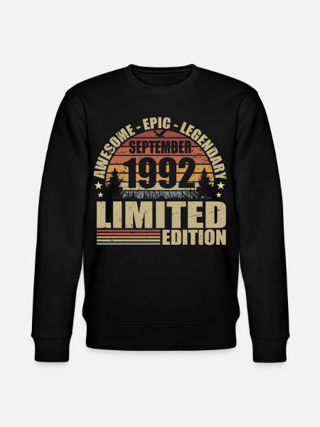 1992 septembre 1992 Anniversaire septembre 1992 - Sweat bio CHANGER Stanley/Stella Unisexe - noir