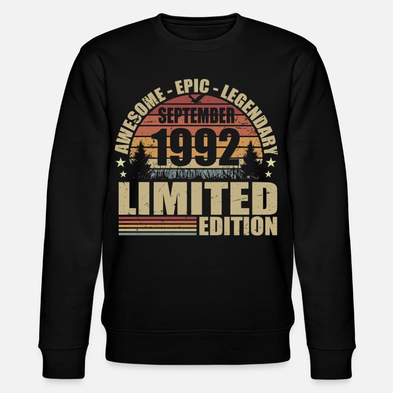 1992 septembre 1992 Anniversaire septembre 1992 - Sweat bio CHANGER Stanley/Stella Unisexe - noir