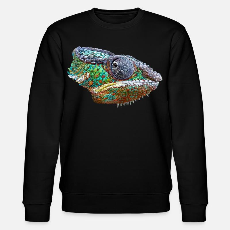 Bunte Chamäleon Illustration - Stanley/Stella Unisex Bio-Sweatshirt CHANGER  - Schwarz