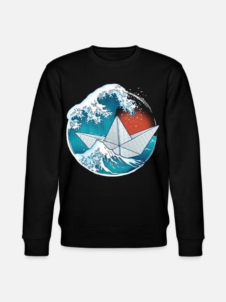 Paper boat in origami style - Stanley/Stella CHANGER Unisex Organic Sweatshirt - black