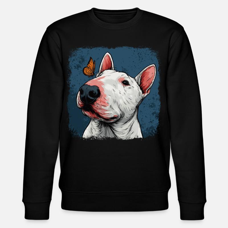 Fröhlicher Bullterrier mit Schmetterling - Stanley/Stella Unisex Bio-Sweatshirt CHANGER - Schwarz