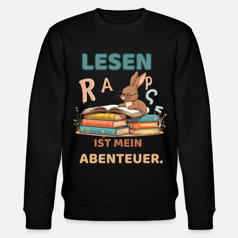 Aventure de lecture avec des lapins - Sweat bio CHANGER Stanley/Stella Unisexe - noir