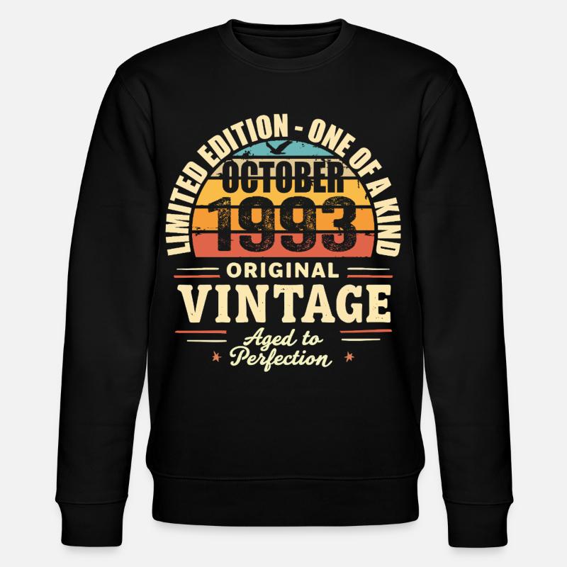 Retro October 1993 - birthday october 1993 - Stanley/Stella CHANGER Unisex Organic Sweatshirt - black