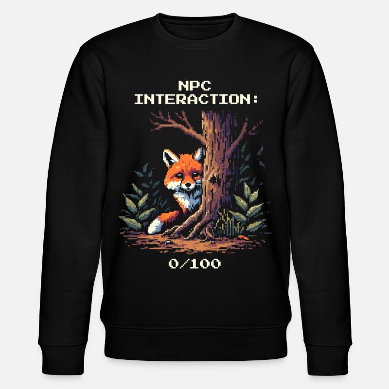 NPC Interaction: 0/100 | Introversion humor - Stanley/Stella CHANGER Unisex Organic Sweatshirt - black
