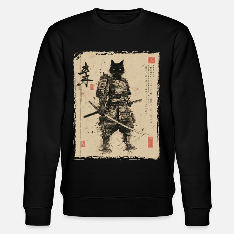 Samurai Katze, Japanischer Krieger & Kämpfer - Stanley/Stella Unisex Bio-Sweatshirt CHANGER  - Schwarz