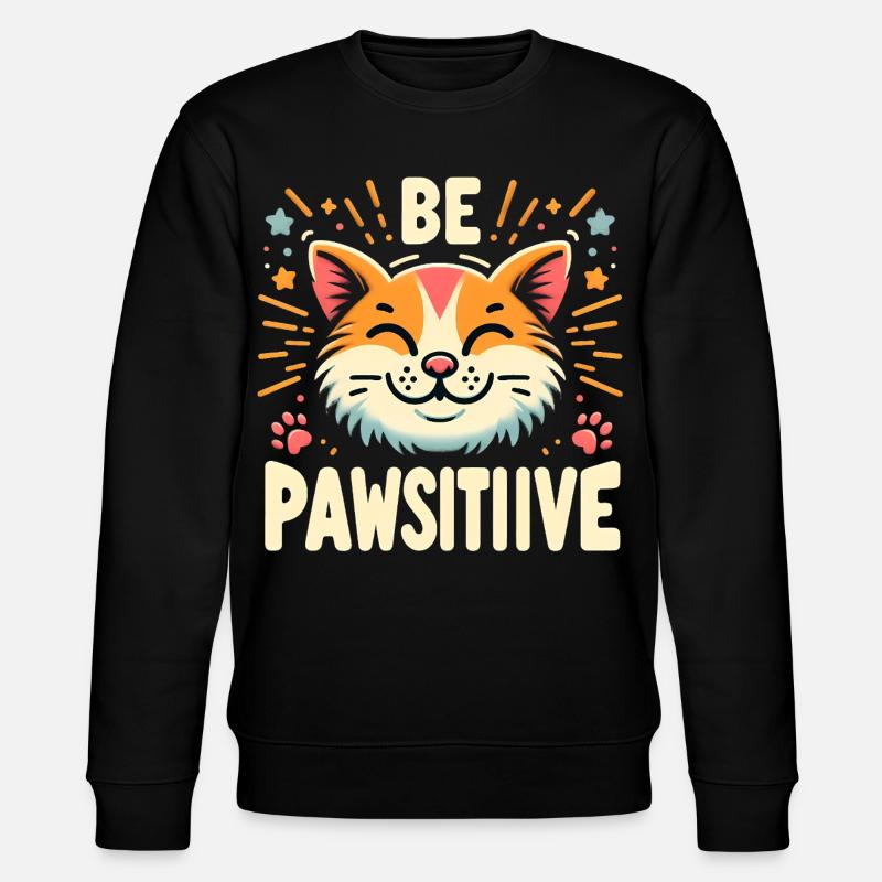 Be pawsitive süße Katze - Stanley/Stella Unisex Bio-Sweatshirt CHANGER  - Schwarz