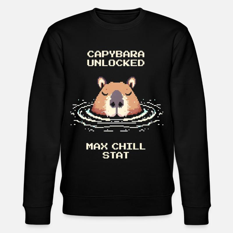 Capybara Unlocked – Max Chill | Meme - Stanley/Stella CHANGER Unisex Organic Sweatshirt - black