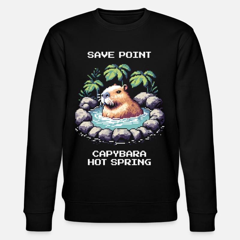 Save Point: Capybara Onsen | Relaxation - Stanley/Stella CHANGER Unisex Organic Sweatshirt - black
