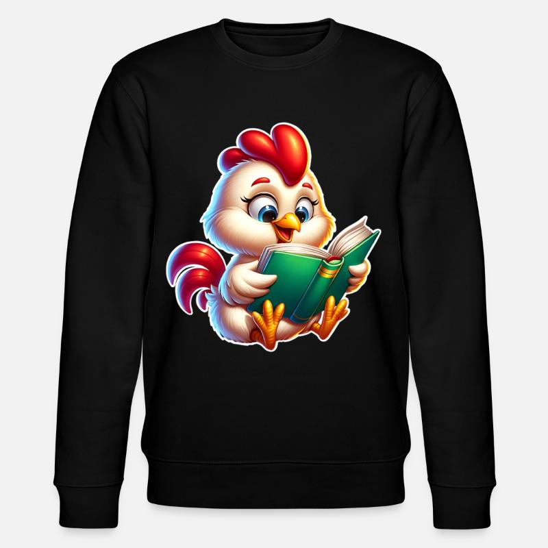 Huhn Buch Lesen - Stanley/Stella Unisex Bio-Sweatshirt CHANGER  - Schwarz
