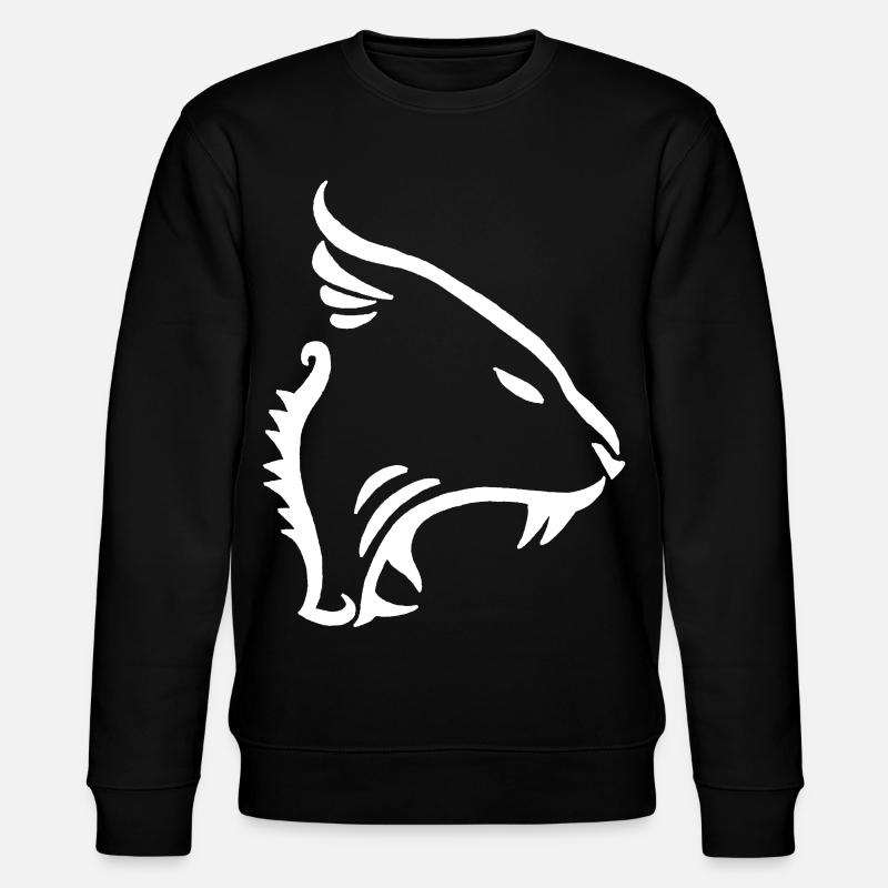 White Minimalist Lion - Stanley/Stella CHANGER Unisex Organic Sweatshirt - black