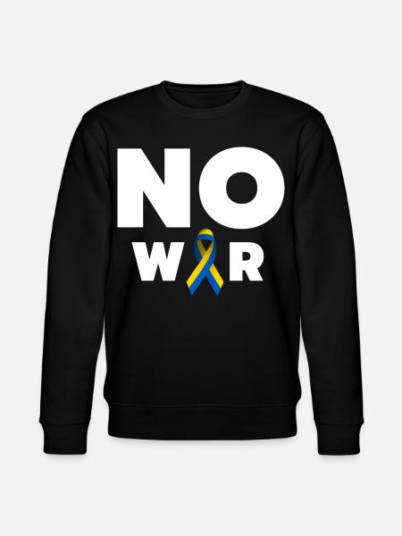 No War Text mit ukrainischer Solidaritätsschleife - Stanley/Stella Unisex Bio-Sweatshirt CHANGER  - Schwarz