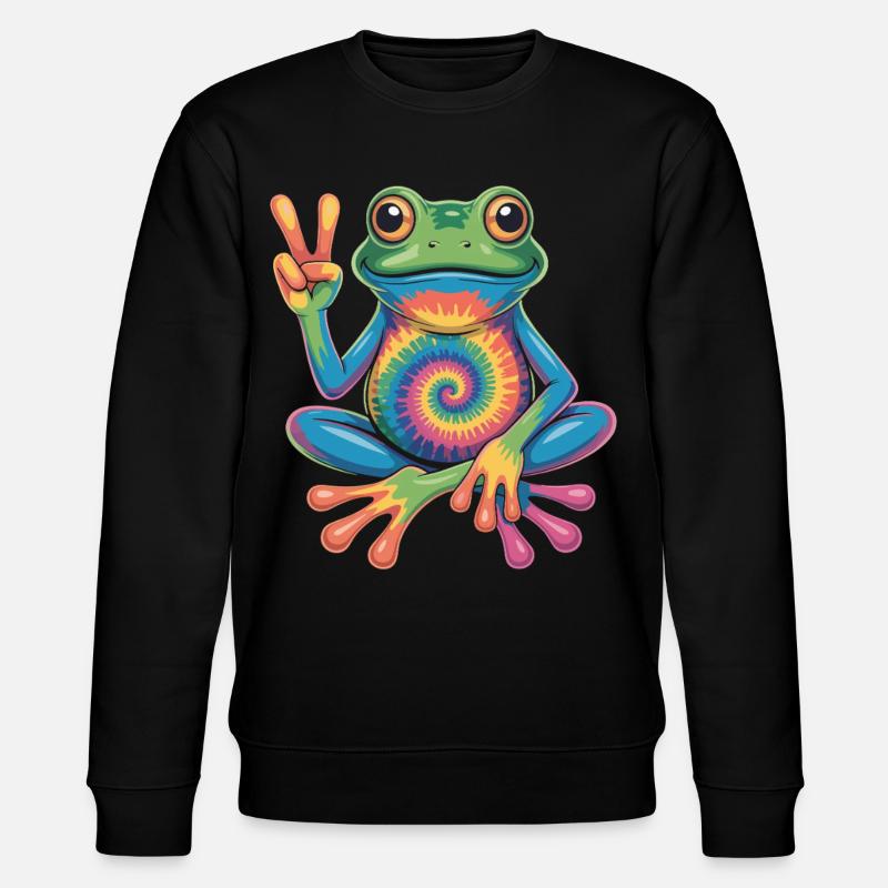 Frosch Hippie Tie-Dye Friedenszeichen - Stanley/Stella Unisex Bio-Sweatshirt CHANGER  - Schwarz