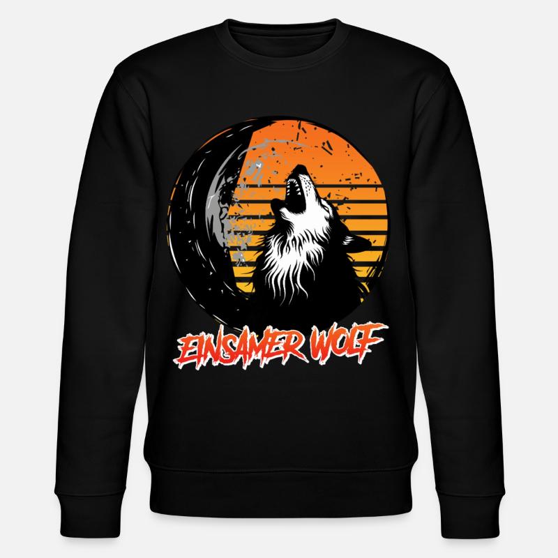 Wolf Spirit EINSAMER WOLF Retro Lustiges - Sweat bio CHANGER Stanley/Stella Unisexe - noir