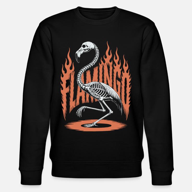 Flamingo Flames Skeleton Halloween - Stanley/Stella CHANGER Unisex Organic Sweatshirt - black