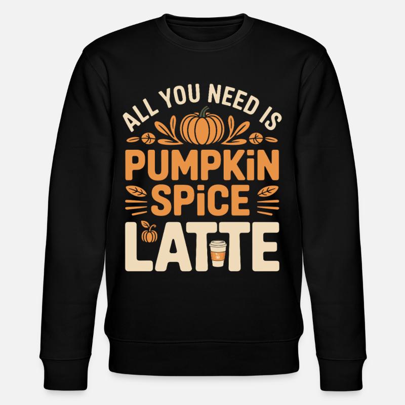 Kürbis Herbst Pumpkin Spice Latte - Stanley/Stella Unisex Bio-Sweatshirt CHANGER  - Schwarz