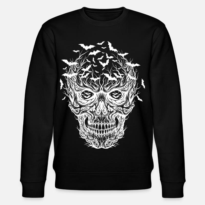Fledermaus-Schädel-Grafik Halloween - Stanley/Stella Unisex Bio-Sweatshirt CHANGER  - Schwarz