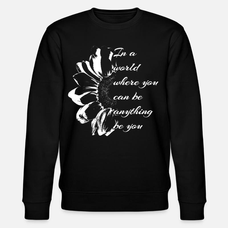 Blumenmuster mit inspirierendem Zitat - Stanley/Stella Unisex Bio-Sweatshirt CHANGER  - Schwarz