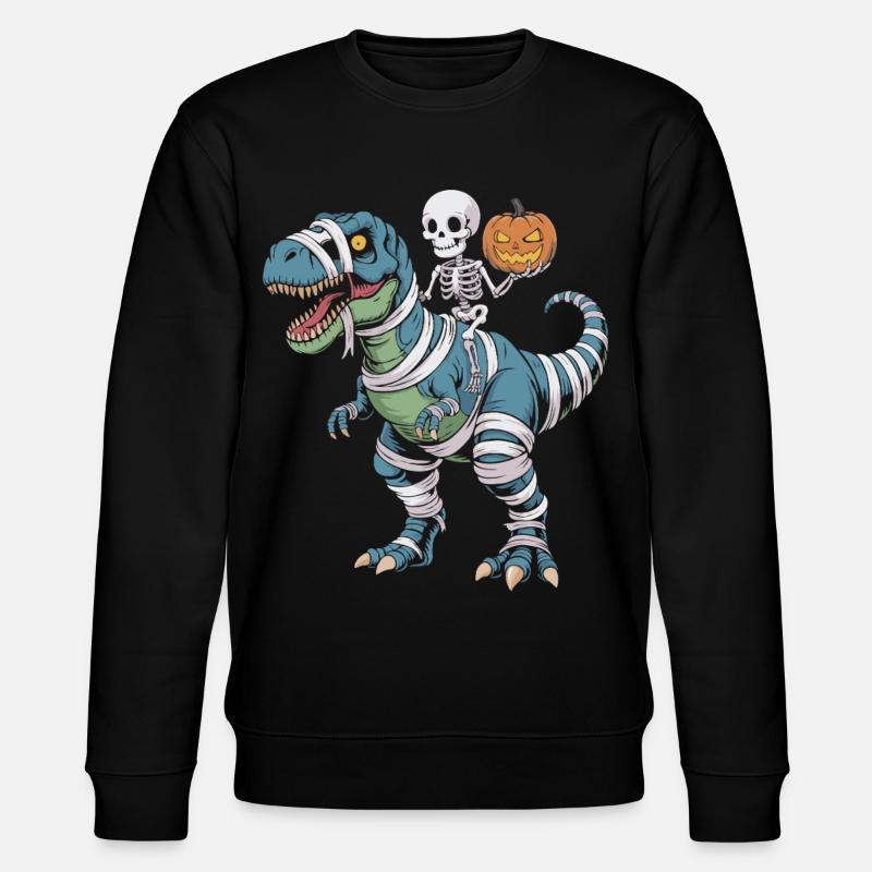 T-Rex d’Halloween avec skellet et citrouille - Sweat bio CHANGER Stanley/Stella Unisexe - noir