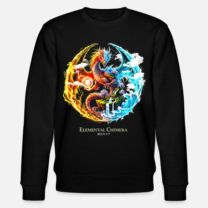 Elemental Chimera – Fire & Water Dragon - Stanley/Stella CHANGER Unisex Organic Sweatshirt - black