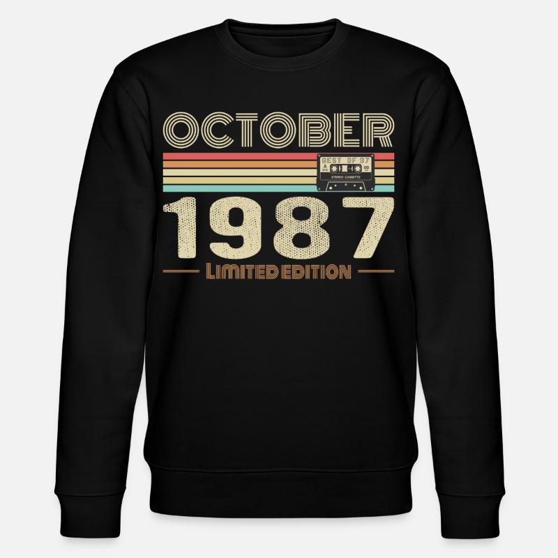 Anniversaire octobre 1987 - Birthday october 1987 - Sweat bio CHANGER Stanley/Stella Unisexe - noir