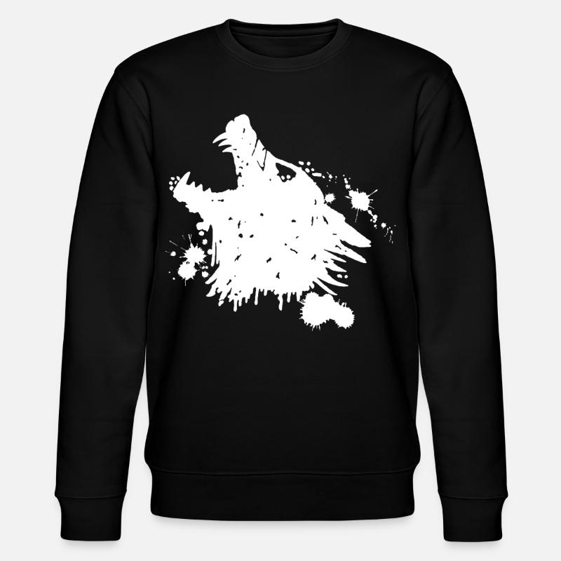 Weißer Wolf heult - Stanley/Stella Unisex Bio-Sweatshirt CHANGER - Schwarz