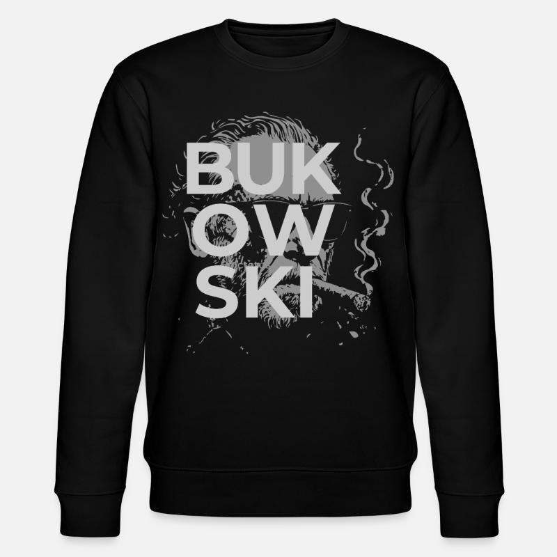 Charles Bukowski raucht ein Zigarrenporträt - Stanley/Stella Unisex Bio-Sweatshirt CHANGER  - Schwarz