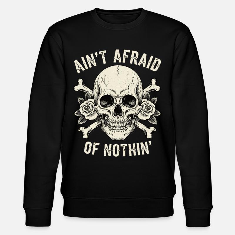 Skull mit Rosen und Slogans - Stanley/Stella Unisex Bio-Sweatshirt CHANGER  - Schwarz