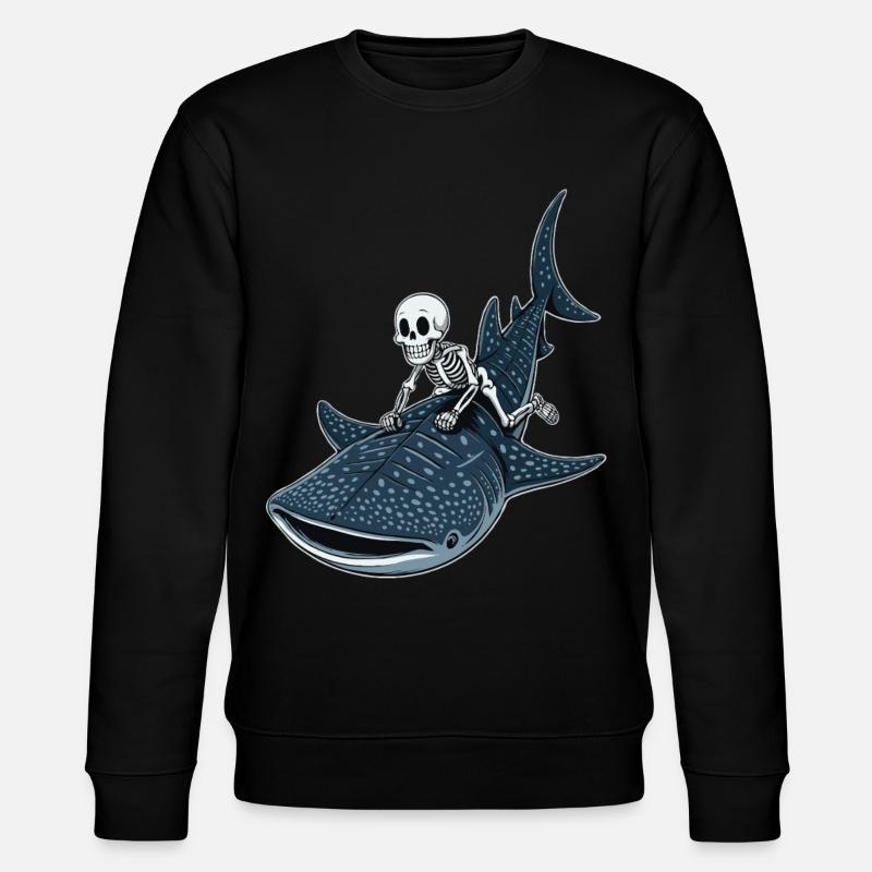 Squelette sur requin baleine Rhincodon - Sweat bio CHANGER Stanley/Stella Unisexe - noir