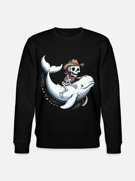 Skull Cowboy on Beluga Whale - Stanley/Stella CHANGER Unisex Organic Sweatshirt - black