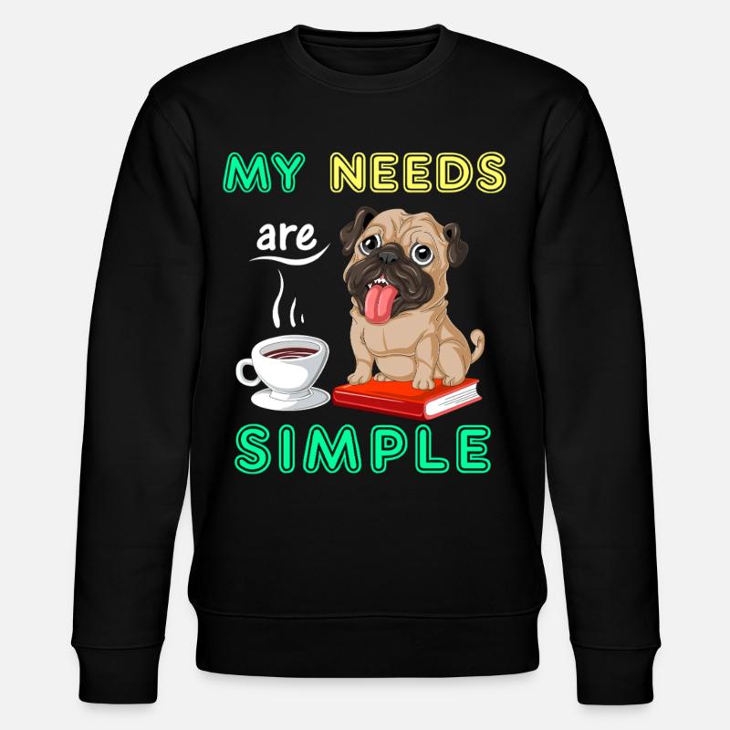 Mops Bücher Kaffeeshirt - Stanley/Stella Unisex Bio-Sweatshirt CHANGER  - Schwarz