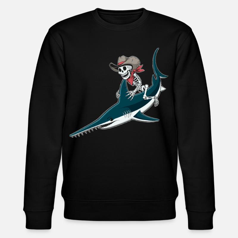 Knochencowboy auf Sägefisch-Abenteuer Sägerochen  - Stanley/Stella Unisex Bio-Sweatshirt CHANGER  - Schwarz