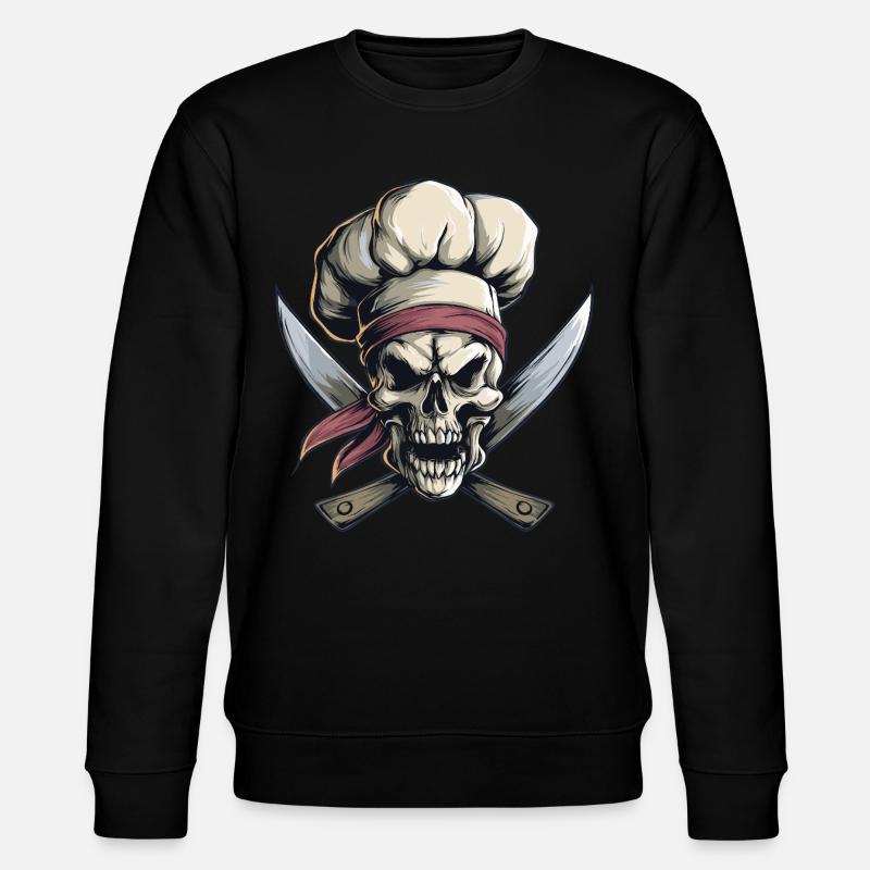 Crâne avec toque de chef - Sweat bio CHANGER Stanley/Stella Unisexe - noir