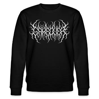 Death Metal Game Over Text Shirt - Stanley/Stella Unisex Bio-Sweatshirt CHANGER  - Schwarz - Vorne - Nik (191cm) & Marisol (170cm)