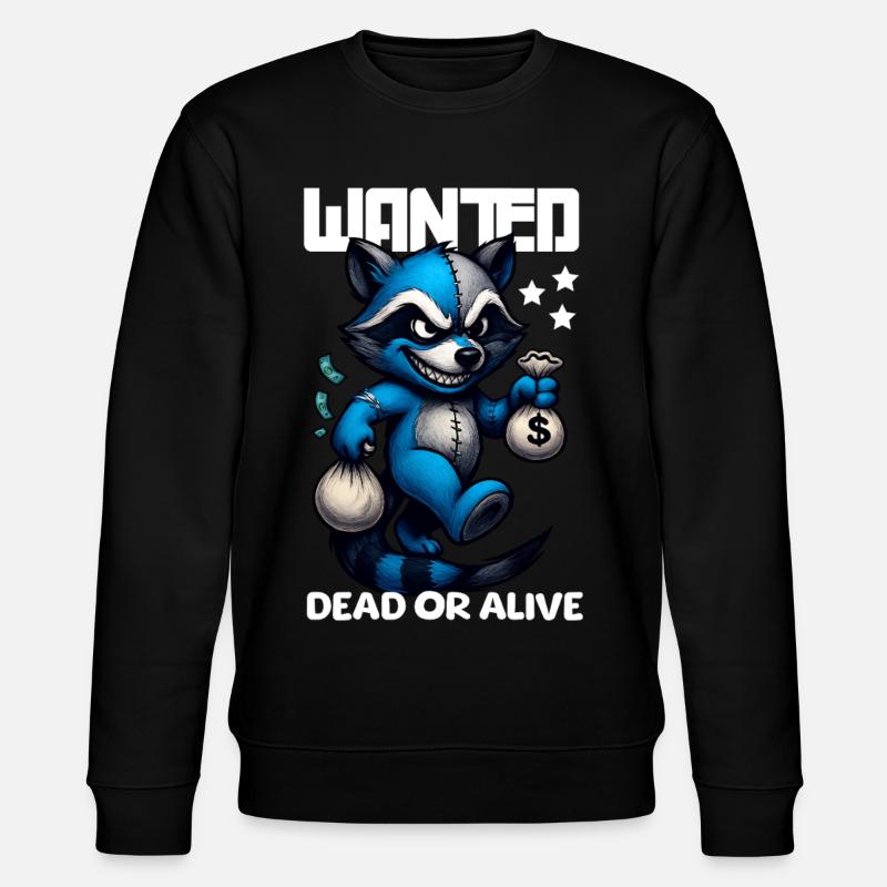 Wanted Waschbär Bandit lustig - Stanley/Stella Unisex Bio-Sweatshirt CHANGER - Schwarz