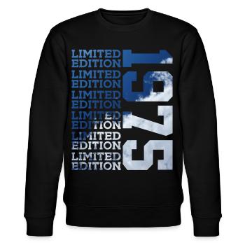 51 JAHRE LIMITED EDITION 1975 51. GEBURTSTAG - Stanley/Stella Unisex Bio-Sweatshirt CHANGER  - Schwarz - Vorne - Nik (191cm) & Marisol (170cm)