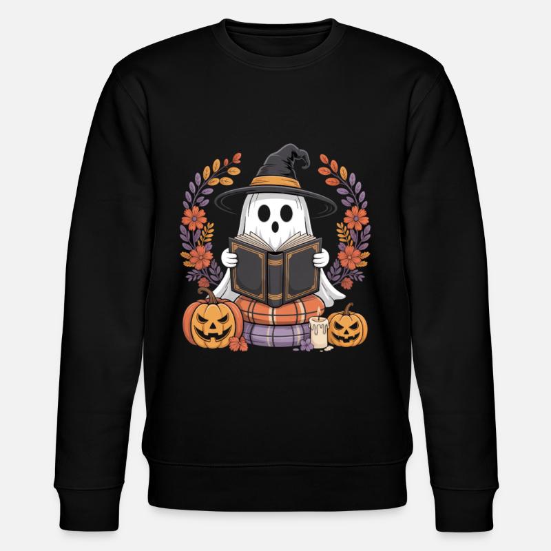 Witch Pumpkin Ghost Reader Design - Stanley/Stella CHANGER Unisex Organic Sweatshirt - black