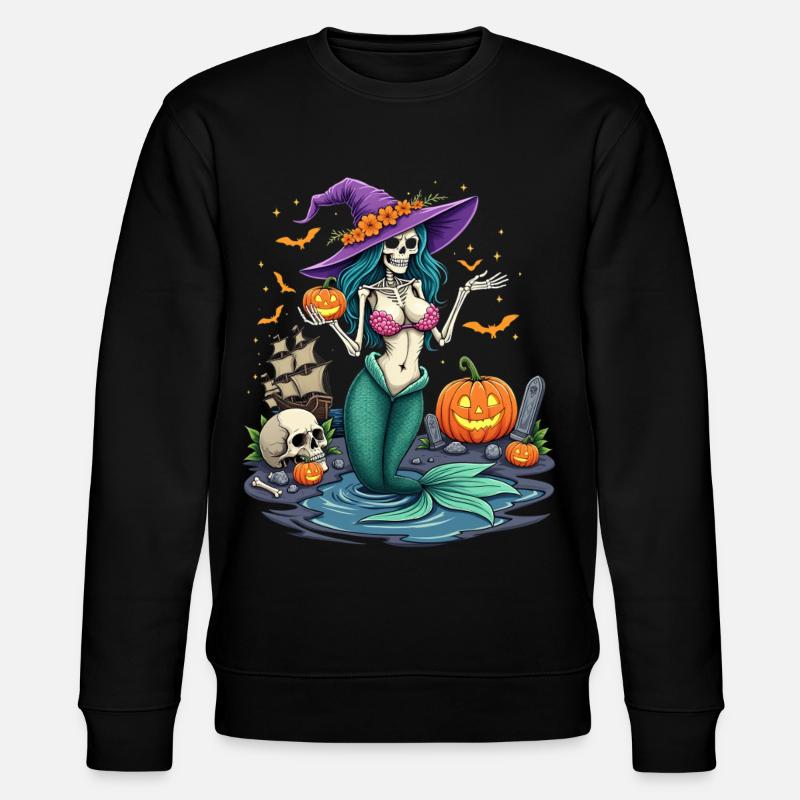 Witch Mermaid with Halloween Elements - Stanley/Stella CHANGER Unisex Organic Sweatshirt - black
