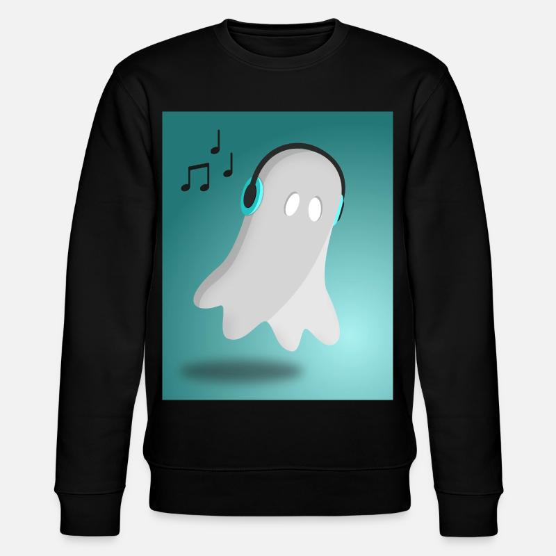 Geist mit Kopfhörern - Stanley/Stella Unisex Bio-Sweatshirt CHANGER  - Schwarz