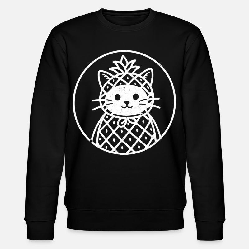 Cat Pineapple Style Illustration - Stanley/Stella CHANGER Unisex Organic Sweatshirt - black
