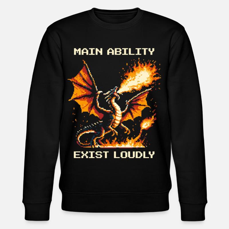 Hauptfähigkeit: laut existieren | Drache - Stanley/Stella Unisex Bio-Sweatshirt CHANGER  - Schwarz