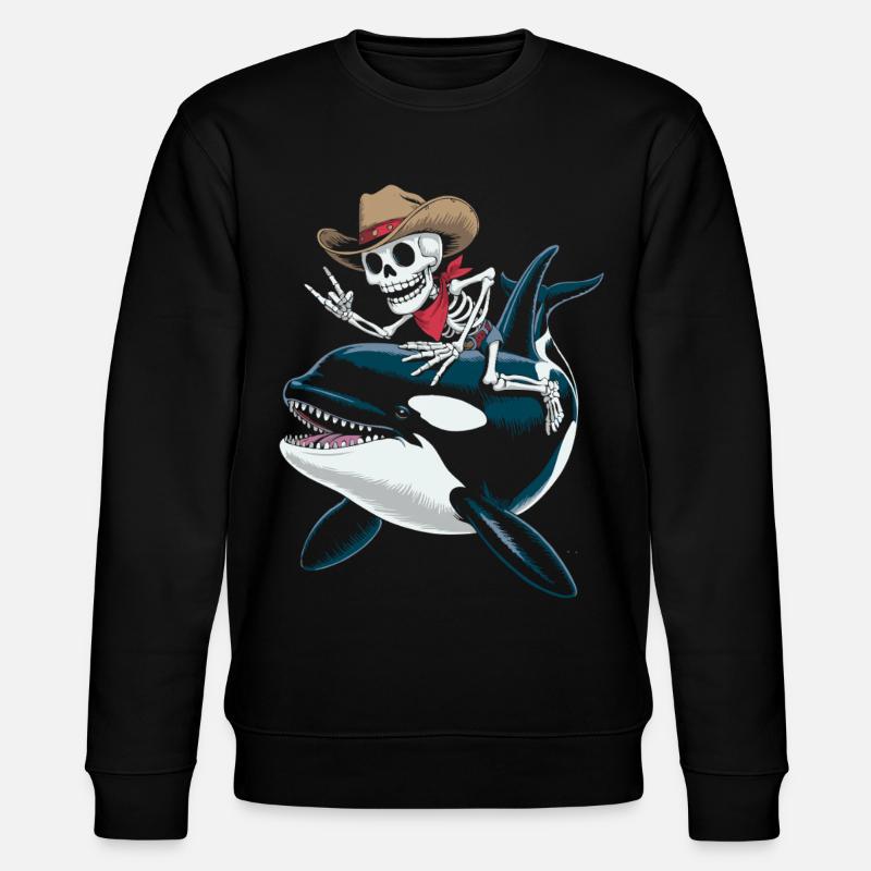 Skeleton cowboy rides orca - Stanley/Stella CHANGER Unisex Organic Sweatshirt - black