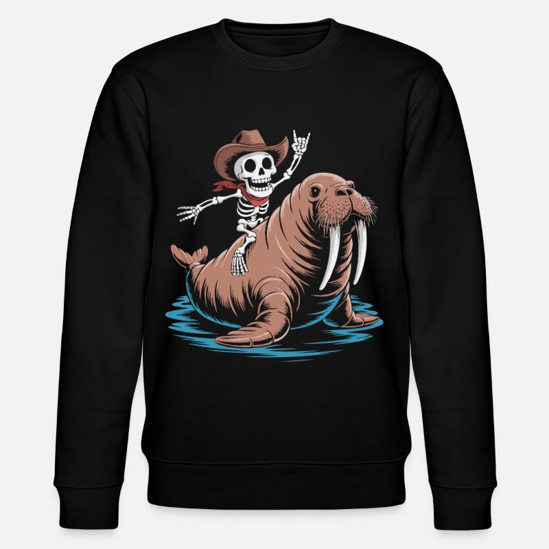 Skeleton cowboy on walrus - Stanley/Stella CHANGER Unisex Organic Sweatshirt - black