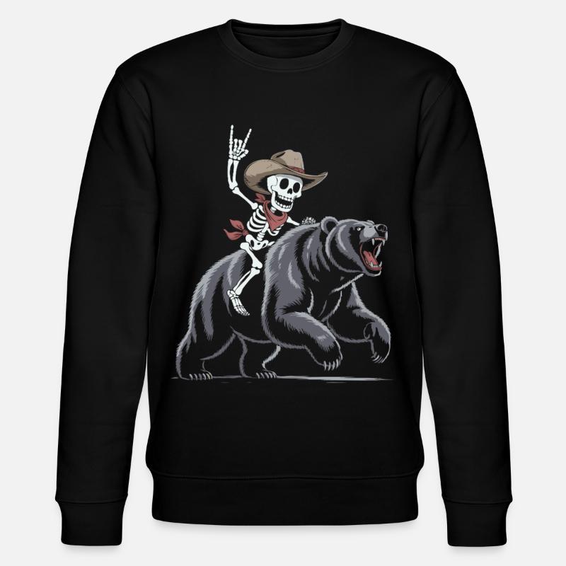 Skelett Rodeo auf Bär - Stanley/Stella Unisex Bio-Sweatshirt CHANGER  - Schwarz