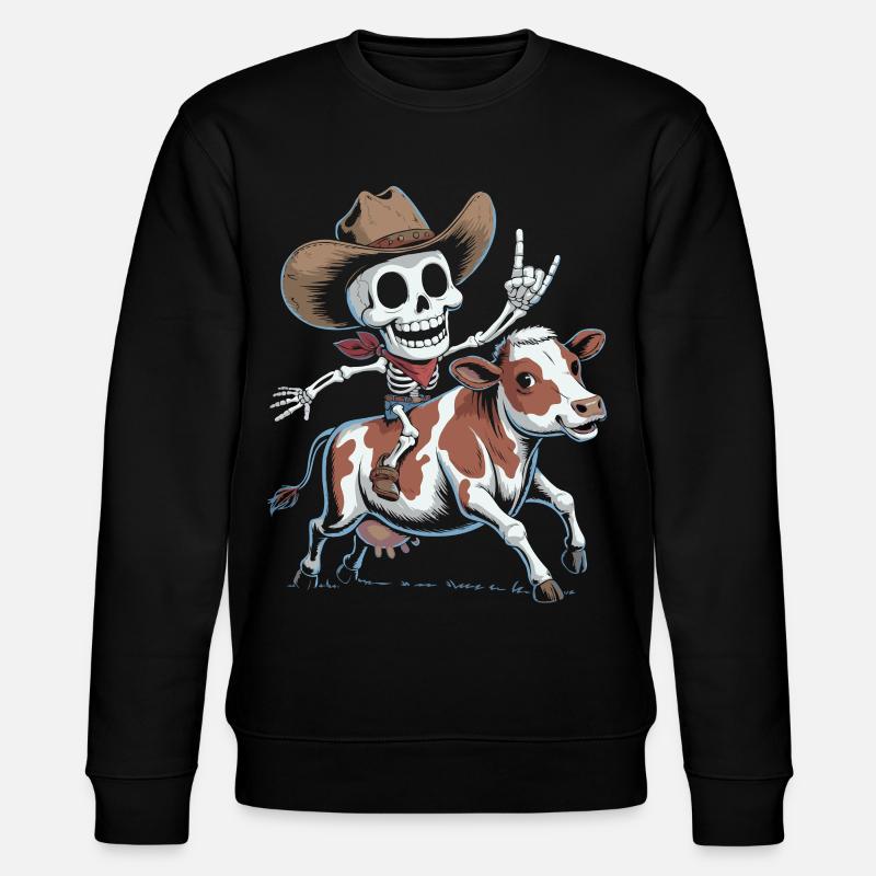Skelett-Cowboy reitet Kalb - Stanley/Stella Unisex Bio-Sweatshirt CHANGER - Schwarz