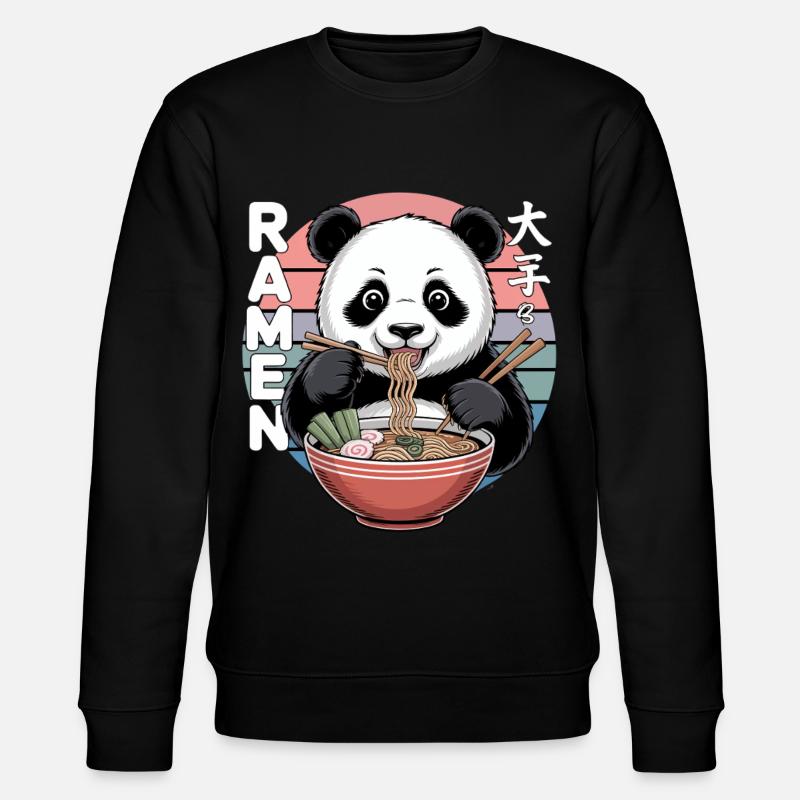 Panda Ramen Napf Retro - Stanley/Stella Unisex Bio-Sweatshirt CHANGER  - Schwarz
