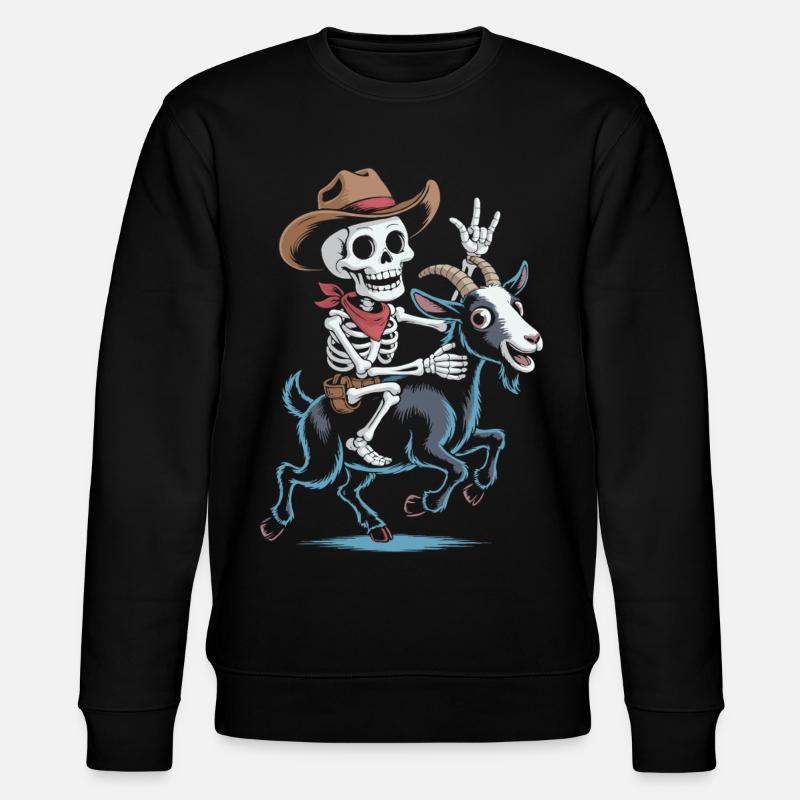 Squelette cow-boy sur chèvre - Sweat bio CHANGER Stanley/Stella Unisexe - noir