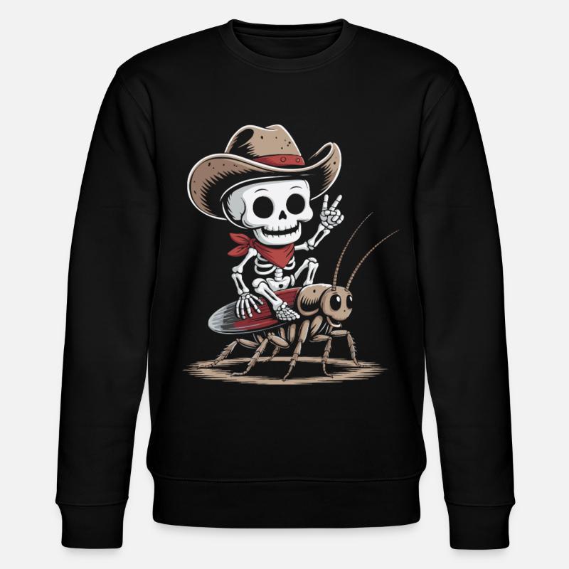 Cow-boy squelette sur cafard - Sweat bio CHANGER Stanley/Stella Unisexe - noir