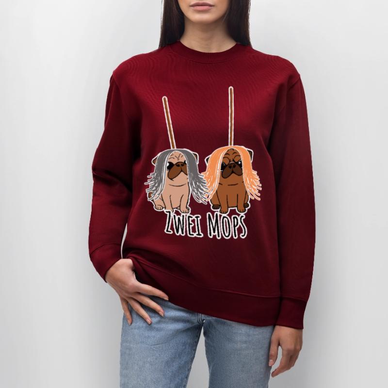 Zwei Mops - Hunde oder Putzgeräte? Hunde Humor? Stanley/Stella Unisex Bio-Sweatshirt CHANGER 