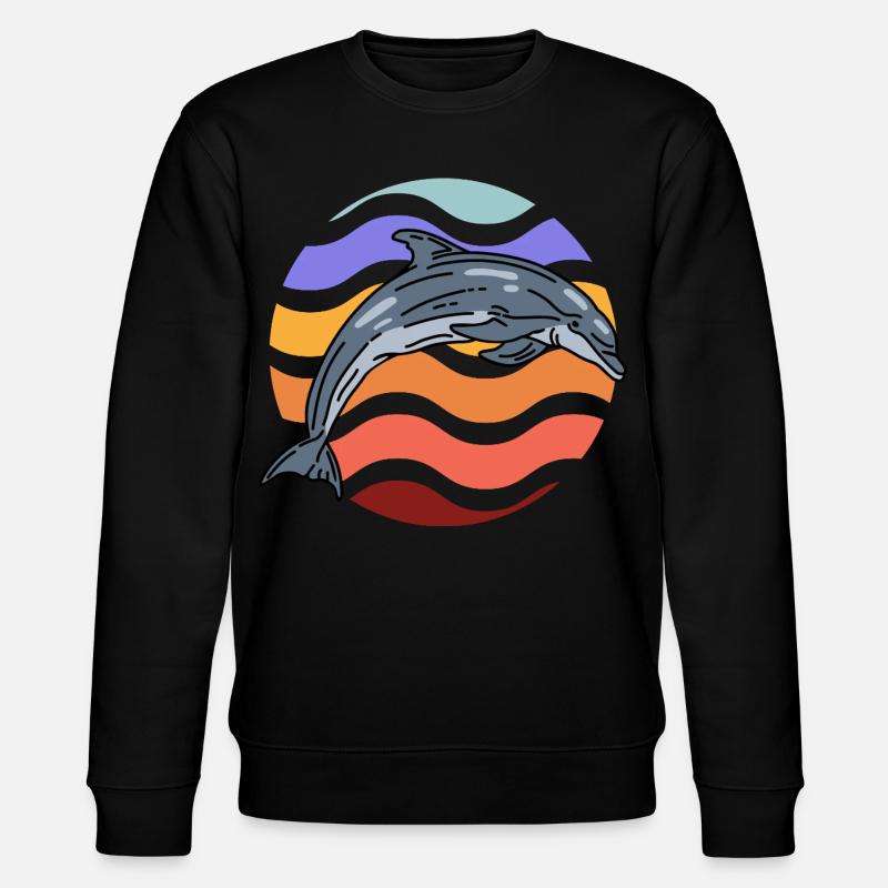 Dolphin in wave pattern - Stanley/Stella CHANGER Unisex Organic Sweatshirt - black